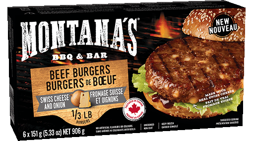 SWISS CHEESE AND ONION BEEF BURGERS